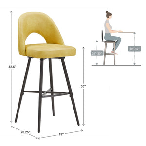 Kryston Swivel Barstools Set of 2 Upholstered Mid-century Iron Legs Kitchen Seating