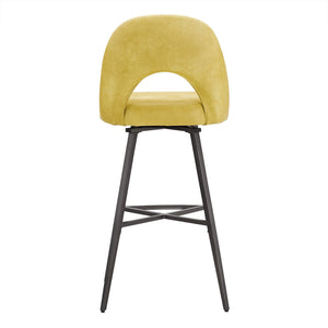 Kryston Swivel Barstools Set of 2 Upholstered Mid-century Iron Legs Kitchen Seating