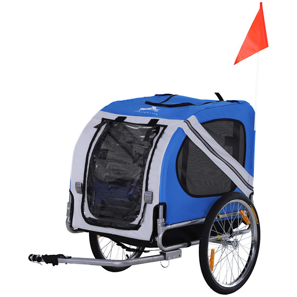 English Elm Aosom Pet Bike Trailer Oxford Steel Frame Mesh Ventilation Off-road Dog Cargo Cart W2225P217964