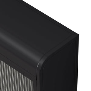 English Elm 3 Door Arched Wall Mounted Glass Cabinet with Wide Top Narrow Bottom Design for Stylish Storage and Display Black W757P221501