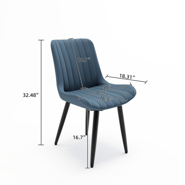 English Elm Set of 2 Armless Pu Leather Dining Chairs Cushioned Seat Brushed Metal Legs Modern Blue W3316P426931