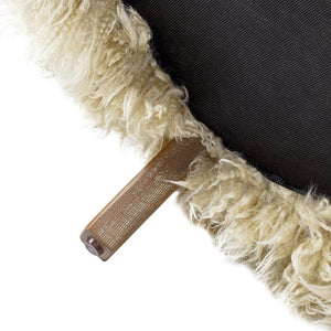 English Elm Jennifer Taylor Home - Enchante Taupe New Zealand Sheepskin Arm Chair with Oak Arms, Plush Comfort & Modern Rustic Charm B2719P238270