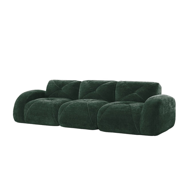 English Elm 110''boneless Velvet Sectional Sofa Modular Cloud Seating with Tufted Cushions for Living Rooms Green W714S01613