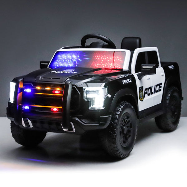 English Elm Kids 12v Police Patrol Ride on Car with Dual Motors Remote Control and Shock Absorption W1760P426785