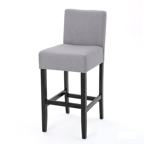 English Elm 30-inch Fabric Upholstered Barstool Set Rubberwood Frame with Lumbar Support 74503.00FLGRY