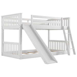 English Elm Twin Twin Bunk Bed with Convertible Slide & Reversible Ladder, Space-Saving Pine Frame for Kids Rooms White GX000213AAK-1