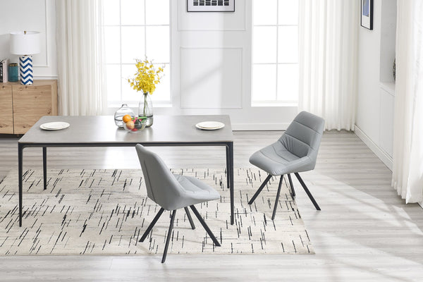 English Elm Dining Thickened Fabric Chair Set of 2 with Metal Legs — Cozy Modern Bar-Style Seating for Kitchen and Dining Spaces Grey W1249P243510