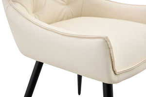 English Elm Dining Chairs Set Of 4 – Elegant Off-White Faux Leather With Gold Accents & Sturdy Black Legs W3493P356426