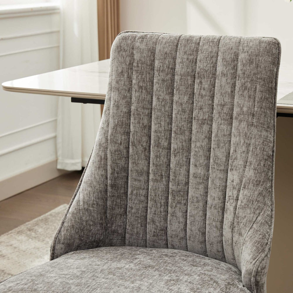 English Elm Rayon Upholstered Chenille Dining Chairs Set Of 2 With Silver Stainless Steel Legs For Elegant Comfort W1143P293316-GIGA