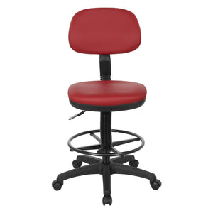 OSP Home Furnishings Sculptured Ergonomic Drafting Chair with Vinyl Upholstery for Studio and Lab Workspaces Dillon Lipstick DC517V-R100
