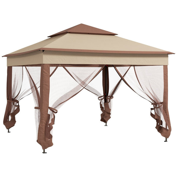 English Elm Outsunny 11' X 11' Pop-Up Canopy With Screened Walls - Instant Shade For Backyard Events & Parties W2225P229141-GIGA