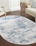 Unique Loom Finsbury Sarah Machine Made Abstract Rug Blue, Ivory/Gray/Light Blue 7' 10" x 10' 0"
