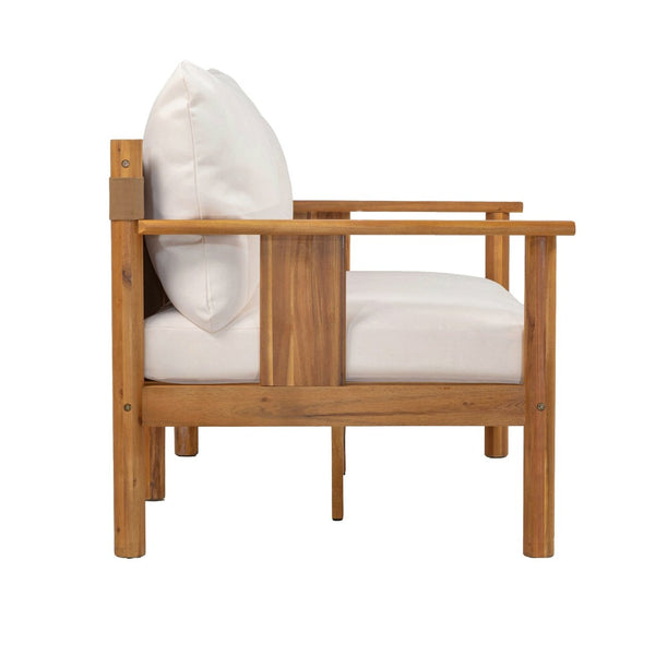 English Elm Patio Loveseat and Coffee Table Set Acacia Wood Textilene Mesh Outdoor Bistro N776P369381W