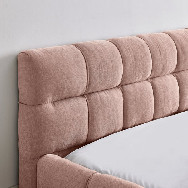 English Elm Queen Size Upholstered Platform Bed In Soft Pink Chenille - No Box Spring Needed, Stylish & Durable W487S00320-GIGA