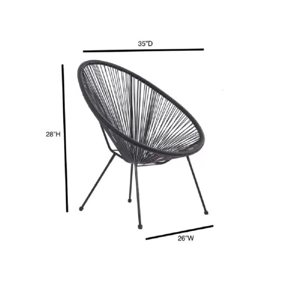 English Elm Set of 2 Egg-Shaped Lounge Chairs — Acapulco-Papasan Style, Powder-Coated Steel, Weather-Resistant, Stackable B120P361546