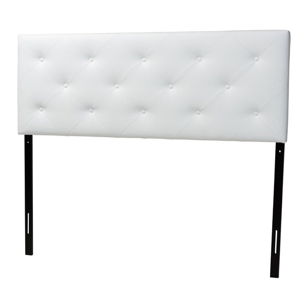 Baxton Studio Baxton Studio Modern White Faux Leather Upholstered Headboard with Button-Tufted Design for Style King BBT6431-White-King HB