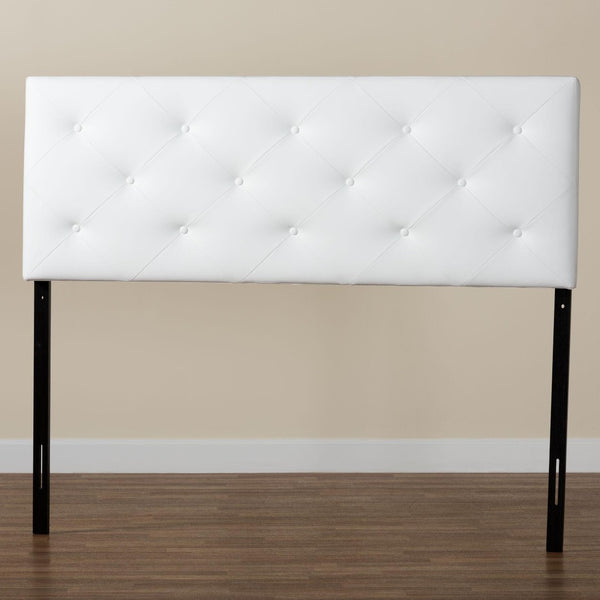 Baxton Studio Baxton Studio Modern White Faux Leather Upholstered Headboard with Button-Tufted Design for Style King BBT6431-White-King HB