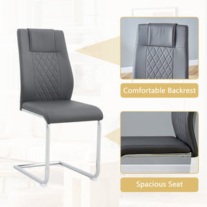English Elm Table and Chair Set Oval Glass Top Twin Column Base with Six Pu Leather Seats Dark Gray,Silver,Transparent W1151S04734