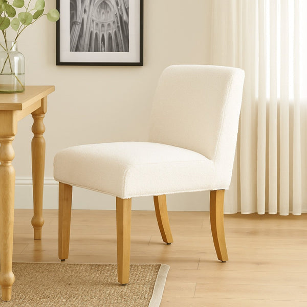 English Elm Kip Boucle Upholstered Dining Chair with Honey Oak Legs for Modern Interiors B056P417001