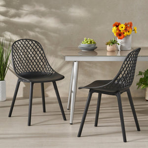 English Elm Christopher Knight Home® - LILY Outdoor Dining Chair with Weather-Resistant Polypropylene, Diamond Mesh Design for Durability Black 27.5 L x 21.2 W x 20.3 H 69070.00