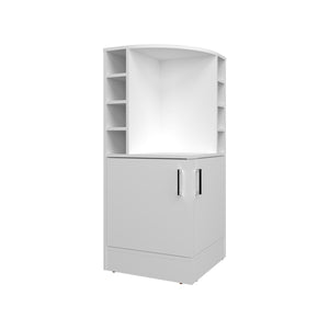 English Elm Bar Cabinet with Concealed Double Doors and 8 Wine Bottle Slots, Durable Engineered Wood Storage Solution White 47.2 L x 23.23 W x 4.72 H B097P296836