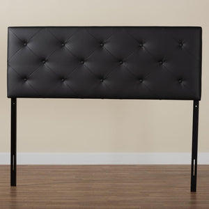 Baxton Studio Baxton Studio Modern Faux Leather Upholstered Headboard with Button-Tufting for Stylish Bedrooms King Black BBT6431-Black-King HB