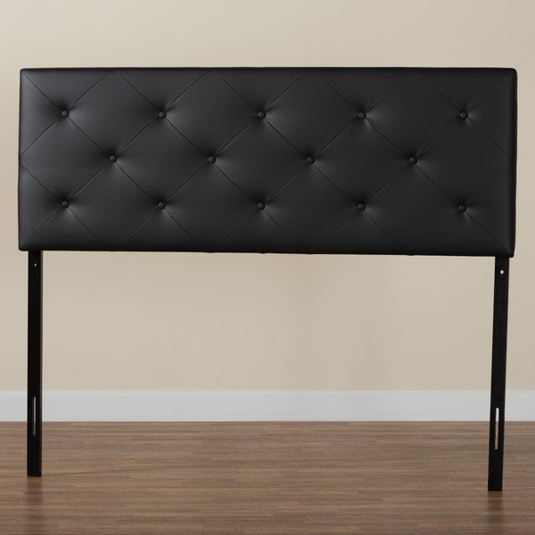 Baxton Studio Baxton Studio Modern Faux Leather Upholstered Headboard with Button-Tufting for Stylish Bedrooms King Black BBT6431-Black-King HB