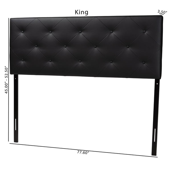 Baxton Studio Baxton Studio Modern Faux Leather Upholstered Headboard with Button-Tufting for Stylish Bedrooms King Black BBT6431-Black-King HB