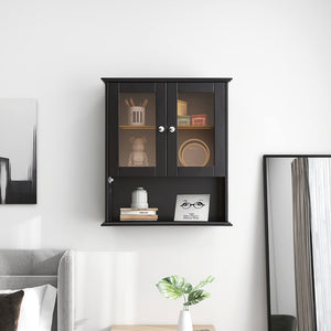 English Elm Upgraded Wall Mounted Bathroom Cabinet Mdf Over Toilet Storage with Soft Close Doors Black T3785P356592