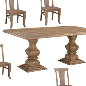 HomeRoots Seven Piece Solid Wood Dining Set with Slat-Back Chairs – Timeless Brown Elegance for Any Home 635143