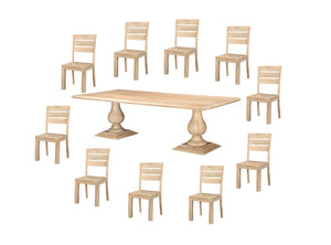 HomeRoots 11 Piece Beige Solid Wood Dining Set - Timeless Elegance with Comfort for Family Gatherings & More! 635147