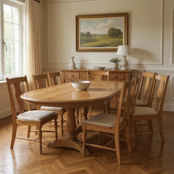 HomeRoots 11 Piece Beige Solid Wood Dining Set - Timeless Elegance with Comfort for Family Gatherings & More! 635147