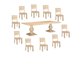 HomeRoots 11 Piece Beige Solid Wood Dining Set - Timeless Elegance with Comfort for Family Gatherings & More! 635147