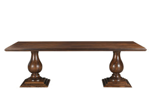 HomeRoots 11 Piece Solid Wood Dining Set - Timeless Brown Table with 10 Ladder-Back Chairs for Gatherings 635148