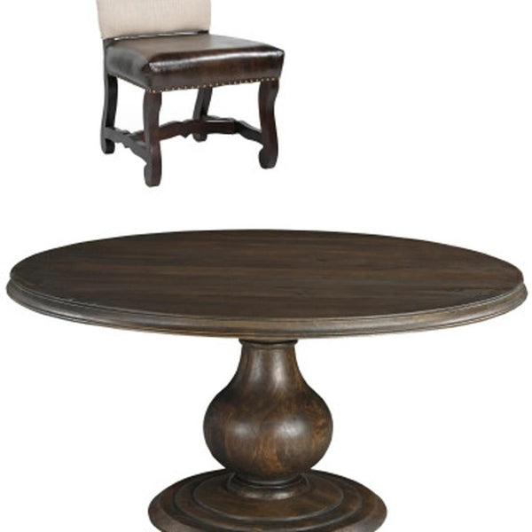 HomeRoots Five Piece Brown Round Solid Wood Dining Set with Elegant Chairs for Timeless Dining Style 635153