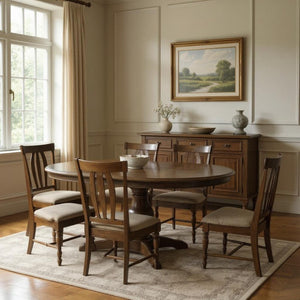 HomeRoots Five Piece Brown Round Solid Wood Dining Set with Elegant Chairs for Timeless Dining Style 635153