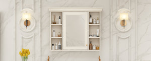 English Elm 35'' Blue Wall Mounted Medicine Cabinet with Mirror Door, MDF Storage, Adjustable Shelves & Towel Rod WF323692AAY