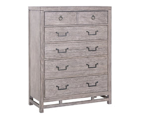 English Elm Fusion Oak Veneer Five Drawer Chest Soft Close Storage Antique Brass Bedroom Dresser B108P411436