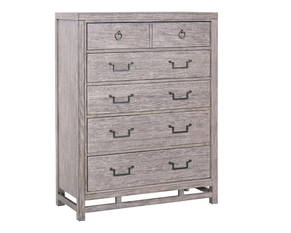 English Elm Fusion Oak Veneer Five Drawer Chest Soft Close Storage Antique Brass Bedroom Dresser B108P411436