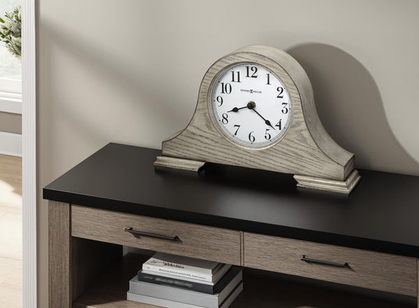 Hekman Furniture 635213 Emma Wooden Mantel Clock - Elegant Tambour Design With Gray Finish & Durable Quartz Movement  Emma Mantel Clock 635213