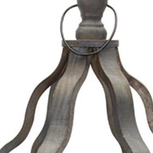 HomeRoots Set of Three Decorative Geometric Floor Lanterns – Distressed Gray and Brown Candle Holders 635225