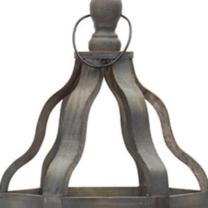 HomeRoots Set of Three Decorative Geometric Floor Lanterns – Distressed Gray and Brown Candle Holders 635225