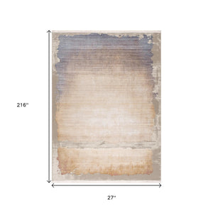 HomeRoots 18' Stylish Blue and Beige Abstract Runner Rug - Stain-Resistant, Modern Design for Hallways & More 635230