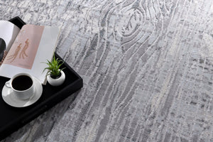 HomeRoots 9' Gray and Blue Abstract Area Rug - Plush, Durable, Stain-Resistant Design Perfect for Modern Homes! 635254