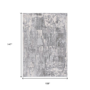 HomeRoots 9' Gray and Blue Abstract Area Rug - Plush, Durable, Stain-Resistant Design Perfect for Modern Homes! 635254