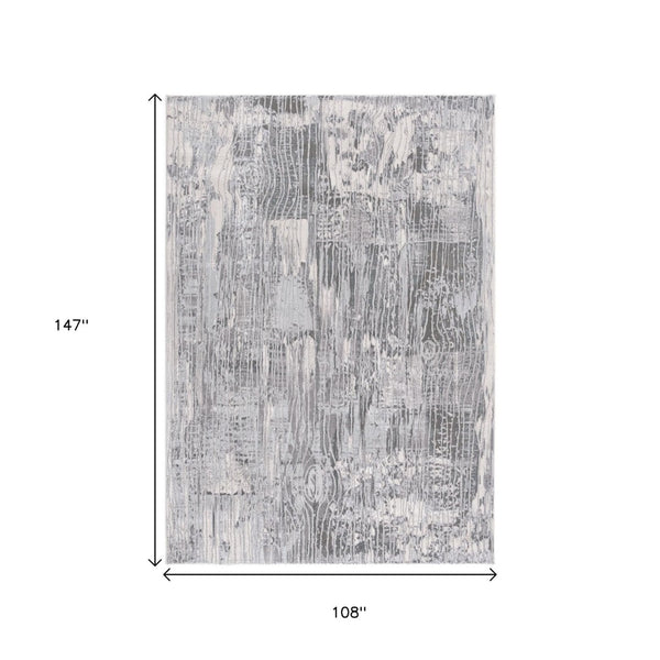 HomeRoots 9' Gray and Blue Abstract Area Rug - Plush, Durable, Stain-Resistant Design Perfect for Modern Homes! 635254