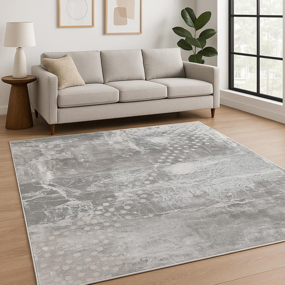 HomeRoots 9' Gray and Blue Abstract Area Rug – Plush, Modern Design for Cozy Living Spaces, Pet-Friendly & Durable 635255