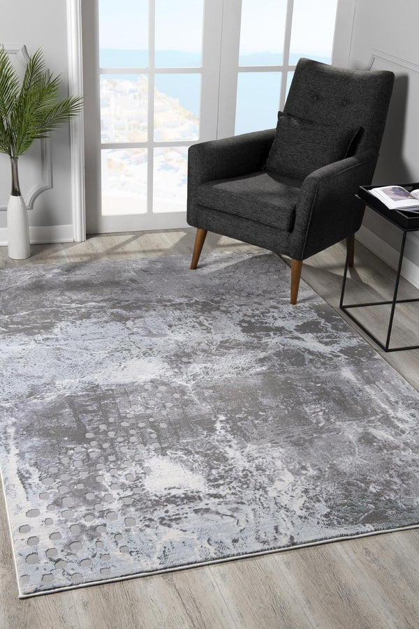 HomeRoots 9' Gray and Blue Abstract Area Rug – Plush, Modern Design for Cozy Living Spaces, Pet-Friendly & Durable 635255