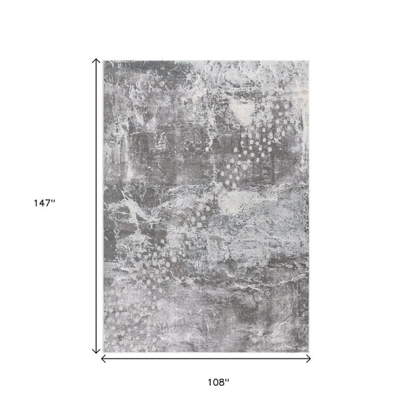HomeRoots 9' Gray and Blue Abstract Area Rug – Plush, Modern Design for Cozy Living Spaces, Pet-Friendly & Durable 635255