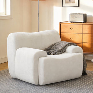 English Elm Wide Chenille Accent Chair Oversized Cozy Seat for Bedroom Living or Studio Spaces Beige W5385P433247